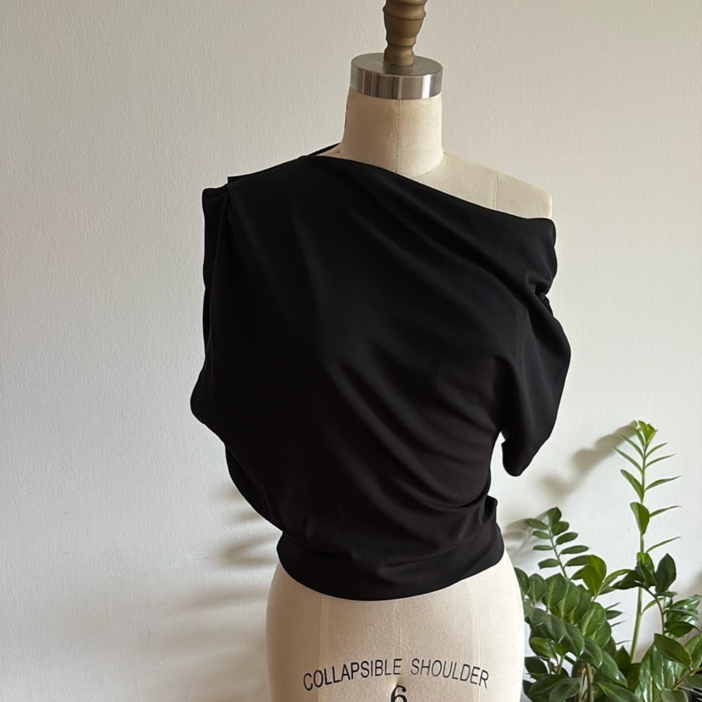 Zara Black Asymmetrical Relaxed Blouse